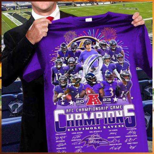 Baltimore ravens 2023 2024 afc championship game champions team name signature shirt