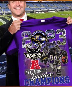 Baltimore ravens mascot 2023 afc north division champions team player shirt