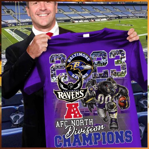 Baltimore ravens mascot 2023 afc north division champions team player shirt