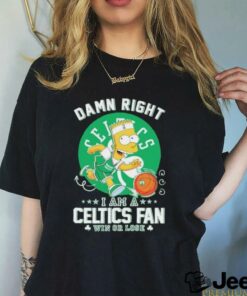 Bart Simpson damn right I am a Boston Celtics fan win or lose shirt