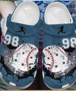 Baseball Cracks Blue Personalize Clog Custom Crocs Clog Number On Sandal Fashion Style Comfortable For Women Men Kid