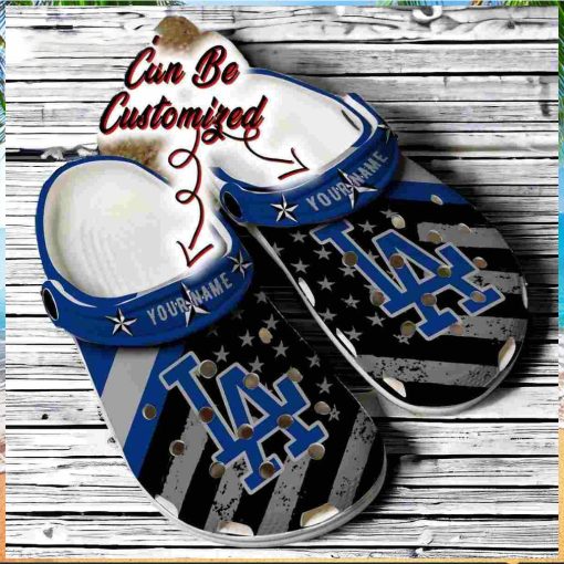 Baseball Crocs Personalized LA Dodgers American Flag