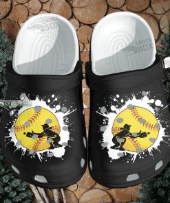 Baseball Girl Custom Shoes Crocs – Baseball Beach Black Crocs Womens