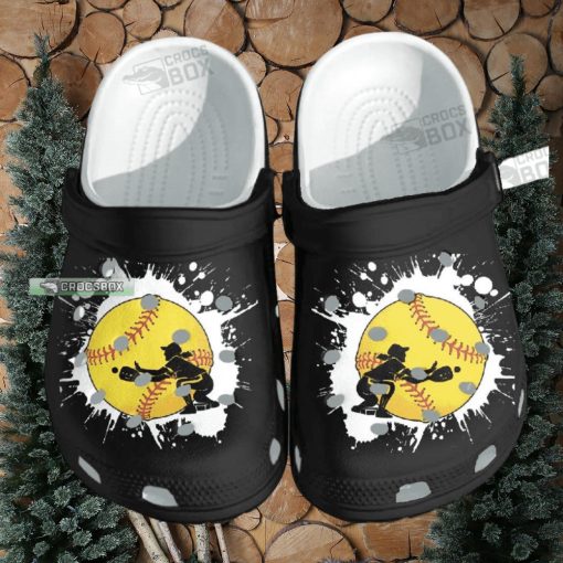 Baseball Girl Custom Shoes Crocs – Baseball Beach Black Crocs Womens