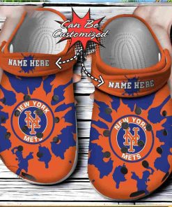 Baseball Personalized NY Mets Color Splash Clog Crocs Shoes Gift