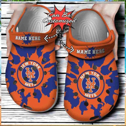 Baseball Personalized NY Mets Color Splash Clog Crocs Shoes Gift