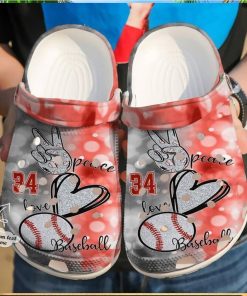 Baseball Personalized Peace Love Classic Clogs Shoes