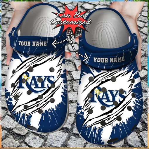 Baseball Personalized Tampa Bay Rays Ripped Claw Clog Shoes