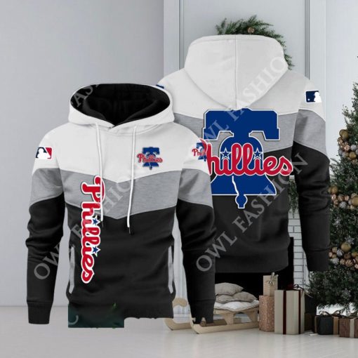 Baseball Philadelphia Phillies Team MLB Black White Printed Hoodie