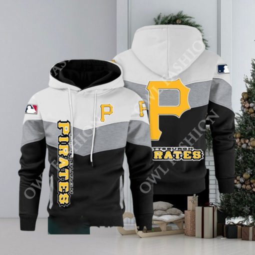 Baseball Pittsburgh Pirates Team MLB Black White Printed Hoodie