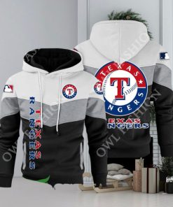 Baseball Texas Rangers Team MLB Black White Printed Hoodie