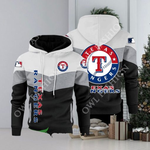 Baseball Texas Rangers Team MLB Black White Printed Hoodie