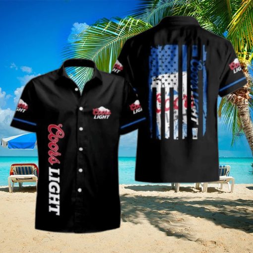 Basic Coors Light Hawaiian Shirt US Flag In The Dark