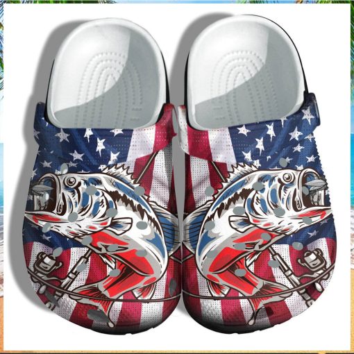 Bass Fishing Camping 4Th Of July Shoes crocs