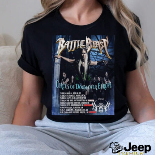 Battle Beast At Manchester England UK 1 October 2024 Circus Of Doom Over Europe Tour Dates Poster shirt