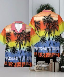 Beach Colorful Tropical Palm Tree 3D Hawaiian Shirt Holiday Gift