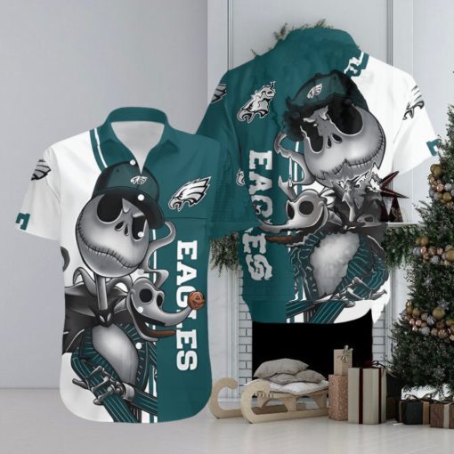 Beach Shirt Philadelphia Eagles Jack Skellington And Zero Hawaiian Shirt