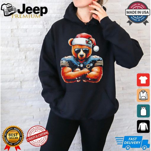 Bear with Santa hat Chicago Bears Merry Christmas shirt