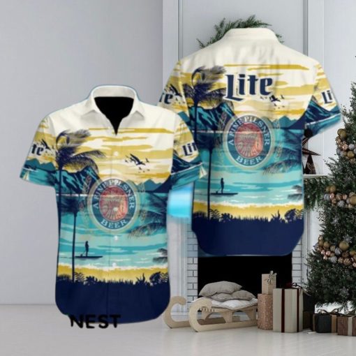 Beer Lite A Fine Pilsner Hawaiian Design Short Sleeve Shirt