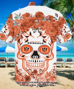 Bengals NFL Flower Skull Classic Full Printed Hawaiian Shirt