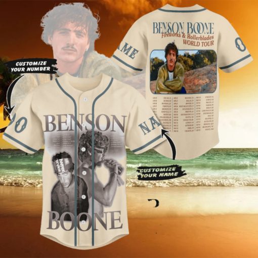 Benson Boone Fireworks & Rollerblades World Tour Personalized Baseball Jersey