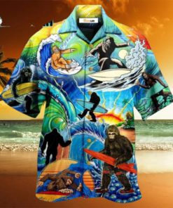 Bigfoot Loves Cool Surfing Hawaiian Shirt
