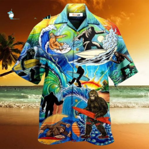 Bigfoot Loves Cool Surfing Hawaiian Shirt