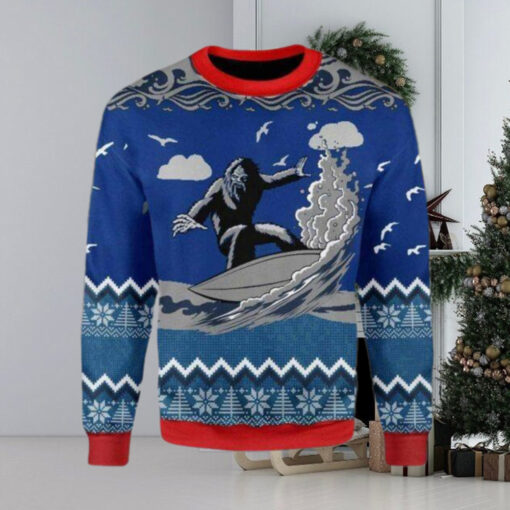 Bigfoot Surfing Ugly Christmas Sweater