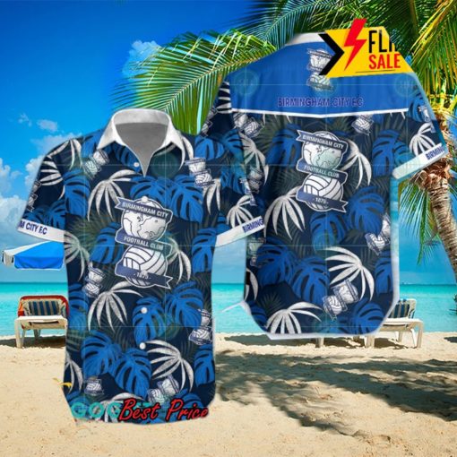 Birmingham City FC Big Logo Tropical Leaves Hawaiian Shirt And Shorts