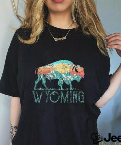 Bison Buffalo Retro Wyoming Wy Mountains Shirt