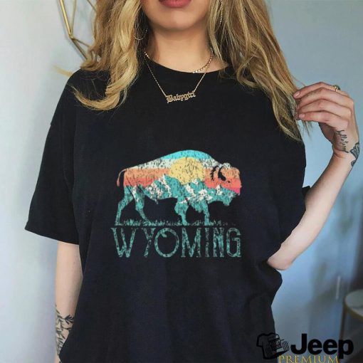 Bison Buffalo Retro Wyoming Wy Mountains Shirt