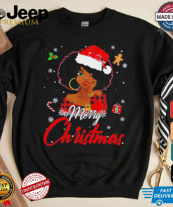 Black African American Melanin Christmas santa hat shirt