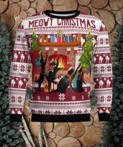 Black Cat Christmas Dancing Ugly Christmas Sweater