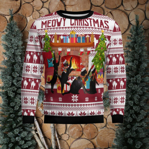 Black Cat Christmas Dancing Ugly Christmas Sweater