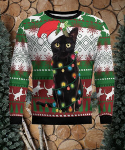 Black Cat Light Christmas Ugly Christmas Sweater