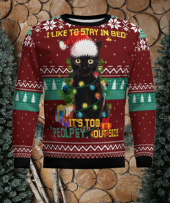 Black Cat Like Stay To In Bed Xmas Ugly Christmas Sweater