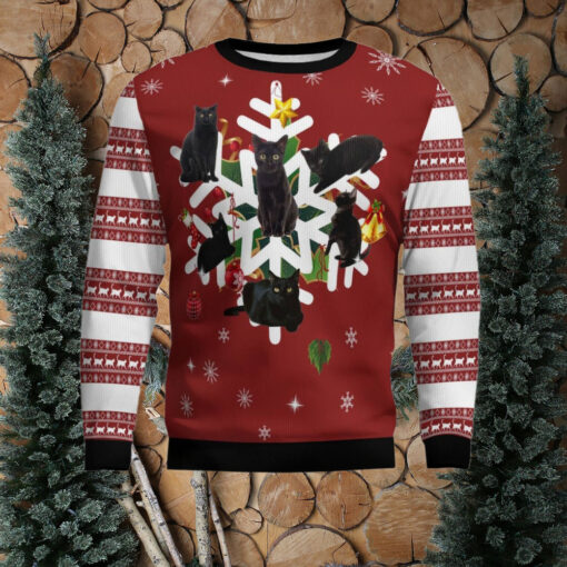 Black Cat Snowflake Ugly Christmas Sweater