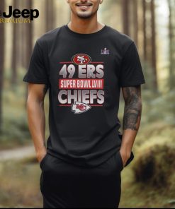 Black Kansas City Chiefs vs San Francisco 49ers Super Bowl LVIII Matchup Logo 2024 Tee