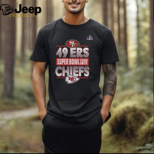 Black Kansas City Chiefs vs San Francisco 49ers Super Bowl LVIII Matchup Logo 2024 Tee