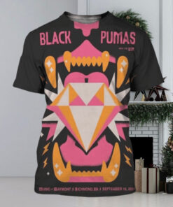 Black Pumas With The DIP Gig Poster For Richmond VA At Music At Maymont On September 16 2024 Diamond Lightening Artwork All Over Print Shirt