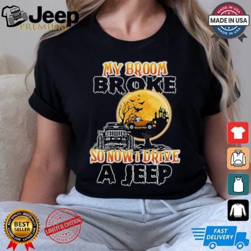 Black cat my broom broke so now I drive a jeep Halloween 2024 Shirt