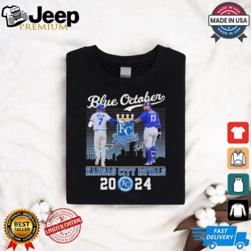 Blue October 7 Witt Jr And 13 Perez Kansas City Royals 2024 City Shirt