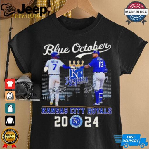 Blue October Kansas City Royals Bobby Witt Jr. and Salvador Perez signature 2024 shirt