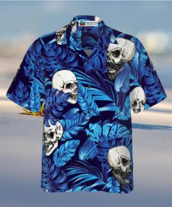 Blue Tropical Floral Summer And Skull Hawaiian Shirt