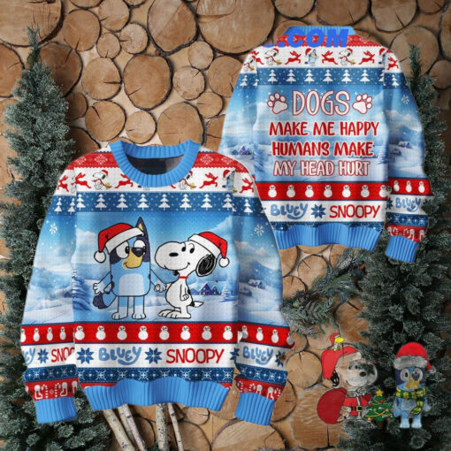 Bluey And Snoopy Merry Christmas With You Ugly Sweater