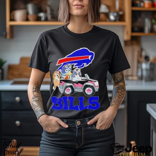 Bluey Bingo and Muffin in the car Buffalo Bills NFL 2024 shirt