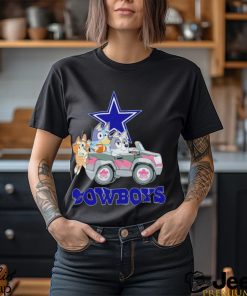 Bluey Bingo and Muffin in the car Dallas Cowboys NFL 2024 shirt