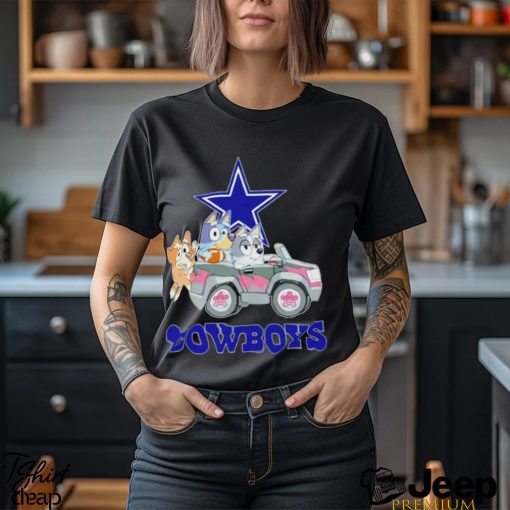 Bluey Bingo and Muffin in the car Dallas Cowboys NFL 2024 shirt