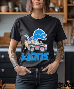 Bluey Bingo and Muffin in the car Detroit Lions NFL 2024 shirt