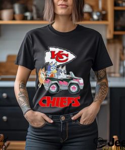 Bluey Bingo and Muffin in the car Kansas City Chiefs NFL 2024 shirt